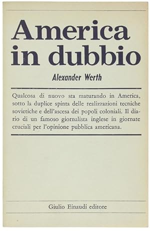 Immagine del venditore per AMERICA IN DUBBIO.: venduto da Bergoglio Libri d'Epoca