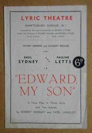 Imagen del vendedor de Edward My Son a la venta por N. G. Lawrie Books