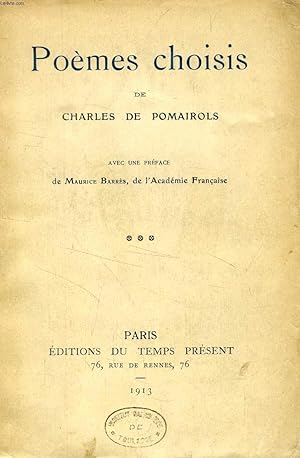 Bild des Verkufers fr POEMES CHOISIS zum Verkauf von Le-Livre