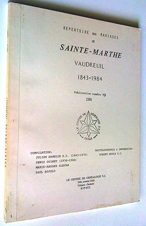Répertoire des mariages de Sainte-Marthe, Vaudreuil, 1843-1984