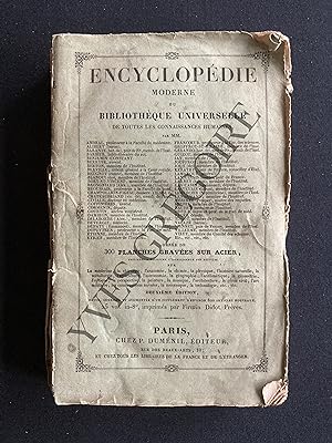 Seller image for ENCYCLOPEDIE MODERNE OU BIBLIOTHEQUE UNIVERSELLE DE TOUTES LES CONNAISSANCES HUMAINES-TOME 9 for sale by Yves Grgoire