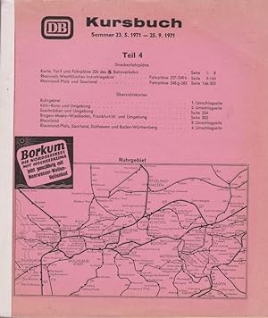 DB, Kursbuch Sommer 1971, ! ! ! N U R T E I L 4 ! ! ! 23.05.1971-25.09.1971 / Kursbuchstelle der ...