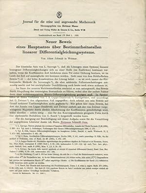 Bild des Verkufers fr Neuer Beweis ber Bestimmtheitsstellen linearer Differentialgleichungssysteme. zum Verkauf von Antiquariat am Flughafen