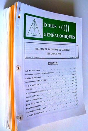 Échos généalogiques, bulletin de la Société de généalogie des Laurentides, vol. 2, no 1, automne ...