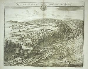 Original Engraved Antique Print Illustrating a Birdseye View of Miserden in Gloucestershire,The S...