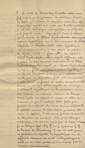 Articles de la lettre patente d'érection du Comté de Hardenberg Reventlov.