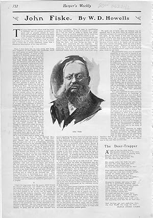Seller image for PRINT: "John Fiske".story & engraving from Harper's Weekly, July 20, 1901 for sale by Dorley House Books, Inc.