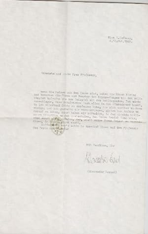 Bild des Verkufers fr Ms. Brief mit eigenhndiger Unterschrift. zum Verkauf von Antiquariat Burgverlag