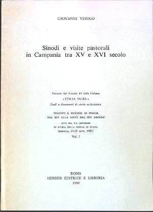 Bild des Verkufers fr Sinodi e visite pastorali in Campania tra XV e XVI secolo; Estratto dal Volume 43 della Collana "Italia Sacra", Vol. 1; zum Verkauf von books4less (Versandantiquariat Petra Gros GmbH & Co. KG)