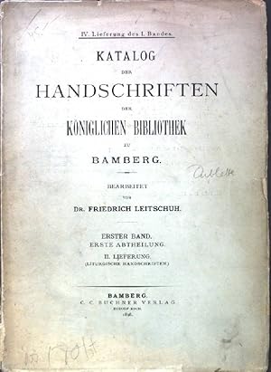 Bild des Verkufers fr Katalog der Handschriften der kniglichen Bibliothek zu Bamberg; Erster Band, erste Abtheilung (Liturgische Handschriften); zum Verkauf von books4less (Versandantiquariat Petra Gros GmbH & Co. KG)