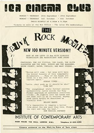 Punk Rock Movie (Original handbill from the film's earliest showing in the London)