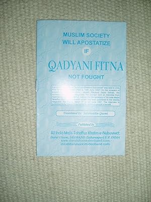 Seller image for Muslim Society Will Apostatize if Qadyani Fitna Not Fought for sale by Expatriate Bookshop of Denmark