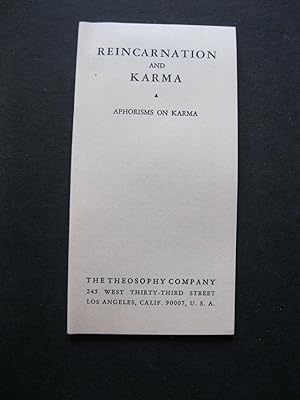 Immagine del venditore per REINCARNATION AND KARMA - Aphorisms On Karma venduto da The Book Scot