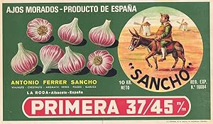 ETIQUETA SANCHO - Ajos Morados. Producto de España - Antonio Ferrer Sancho - La Roda (Albacete), ...