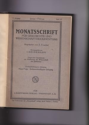 Monatsschrift für Geschichte und Wissenschaft des Judentums. Organ der Gesellschaft zur Förderung...