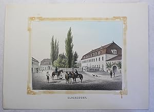 Kolorierte Lithografie "Ulbersdorf" aus "Poenicke - Schlösser und Rittergüter im Königreich Sachsen"
