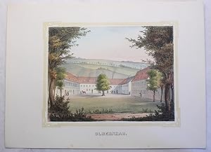 Kolorierte Lithografie "Olbernhau" aus "Poenicke - Schlösser und Rittergüter im Königreich Sachsen"