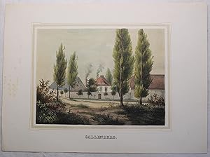 Kolorierte Lithografie "Callenberg" aus "Poenicke - Schlösser und Rittergüter im Königreich Sachsen"