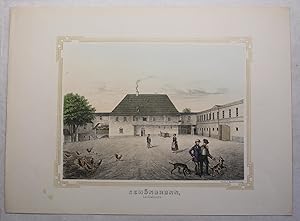 Kolorierte Lithografie "Schönbrunn bei Oelsnitz" aus "Poenicke - Schlösser und Rittergüter im Kön...