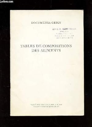 Bild des Verkufers fr TABLES DE COMPOSITIONS DES ALIMENTS. zum Verkauf von Le-Livre
