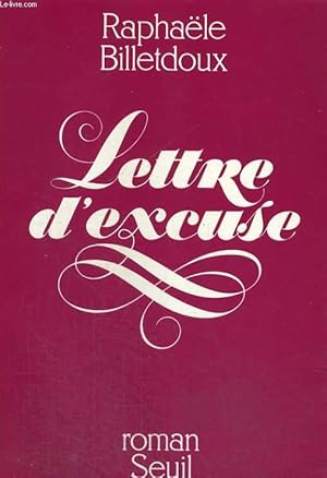 Seller image for Lettre d'excuse for sale by Le-Livre