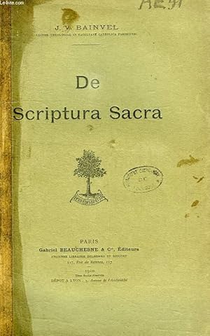 Bild des Verkufers fr DE SCRIPTURA SACRA zum Verkauf von Le-Livre