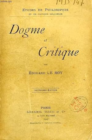 Seller image for DOGME ET CRITIQUE for sale by Le-Livre