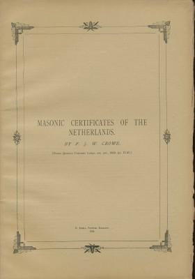 Masonic Certificates of The Netherlands.