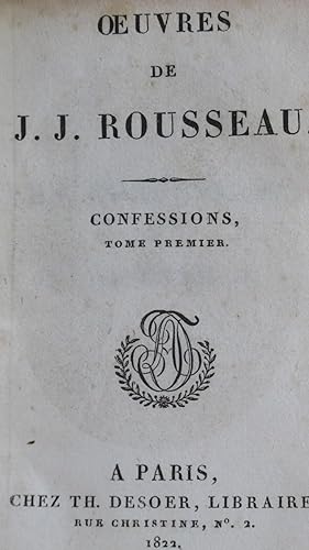 Bild des Verkufers fr Oeuvres de J.J. Rousseau zum Verkauf von Antiquariat Mahrenholz