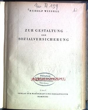 Seller image for Zur Gestaltung der Sozialversicherung for sale by books4less (Versandantiquariat Petra Gros GmbH & Co. KG)