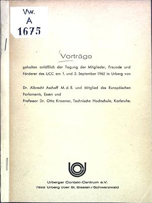 Imagen del vendedor de Vortrge gehalten anllich der Tagung der Mitglieder, Freunde und Frderer des UCC am 1. und 2. September 1962 in Urberg; a la venta por books4less (Versandantiquariat Petra Gros GmbH & Co. KG)