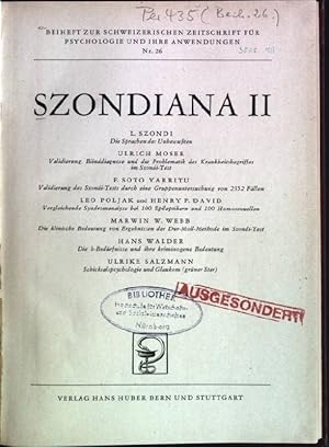 Szondiana II Beiheft zur Schweizerischen Zeitschrift für Psychologie und ihre Anwendungen; 26