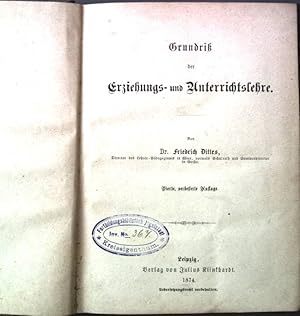 Image du vendeur pour Grundri der Erziehungs- und Unterrichtslehre. mis en vente par books4less (Versandantiquariat Petra Gros GmbH & Co. KG)