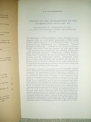 Prehistorical Research on the Islands of Curacao, Aruba and Bonaire in 1960