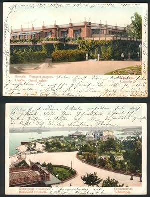 2 Chromolithographie-Ansichtskarten / Postkarten aus Sevastopol / Sewastopol / Sebastopol / Livad...