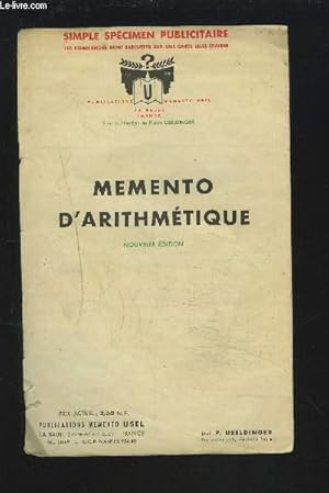 Bild des Verkufers fr MEMENTO D'ARITHMETIQUE - SIMPLE SPECIMEN PUBLICITAIRE. zum Verkauf von Le-Livre