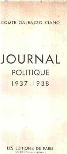 Bild des Verkufers fr Journal politique 1937-1938 zum Verkauf von librairie philippe arnaiz
