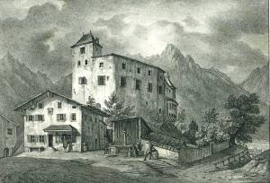 Bild des Verkufers fr [Salzburg] - Burggebude in Golling. zum Verkauf von Antiquariat Weinek
