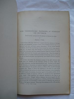 Imagen del vendedor de Some Thermodynamic Properties of Hydrogen [contained in "Les Prix Nobel en 1934"] a la venta por Expatriate Bookshop of Denmark