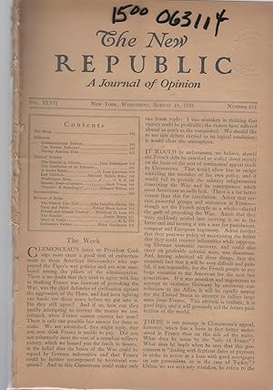 Imagen del vendedor de The New Republic, Volume LXXIV, No. 611: August 18, 1926 a la venta por Dorley House Books, Inc.