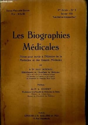 Seller image for LES BIOGRAPHIES MEDICALES 4E ANNEE N1 JANVIER 1930 - NOTES POUR SERVIR A L'HISTOIRE DE LA MEDECINE ET DES GRANDS MEDECINS - CLEMENCEAU GEORGES BENJAMIN. for sale by Le-Livre