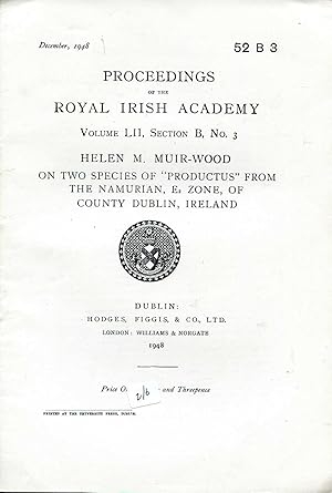 Image du vendeur pour Proceedings of the Royal Irish Academy volume 53, Section B, No 15 - A Visean Cephalopod Fauna in the Rush Slates of Co Dublin mis en vente par Pendleburys - the bookshop in the hills