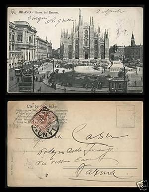 Milano Piazza del Duomo Cartolina d'epoca viaggiata 1905