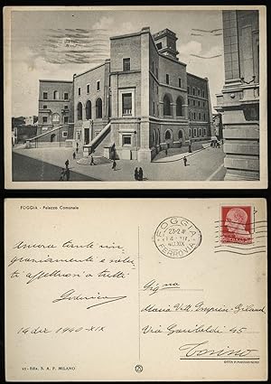 Foggia Palazzo Comunale Cartolina d'epoca viaggiata 1940