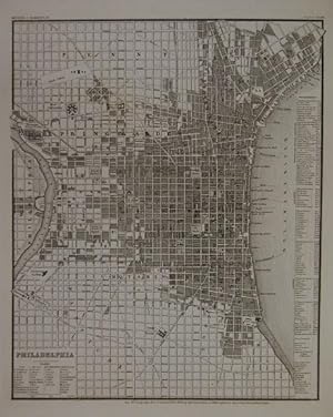 (Plan von ) Philadelphia. Gestoch. Stadtplan. 37 x 30 cm. (aus Meyer's Handatlas, Suppl. 6 / 106)