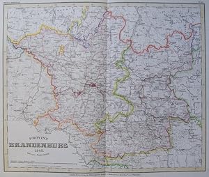 Provinz Brandenburg. 1846. Entw. u. gez. v. Hauptmann C. Radefeld. Gestochene, grenzkolorierte Ka...