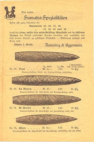 Prospekt der Firma Rautenberg & Eggersmann, Bünde i.Westf. 4 S. Sumatra-Specialitäten, Holländisc...