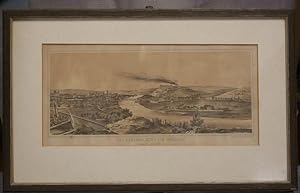 Das Bombardement von Würzburg am 27. Juli 1866. Lithographie, getönt (13,3 x 31,5 cm) aus "Heffne...