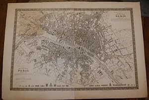 Paris. Westliche und östliche Hälfte. Gestoch. Stadtplan. Am unt. Rand die Monumente und Gebäude ...