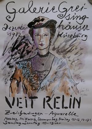 Zeichnungen - Aquarelle. Ausstellungs-Plakat Galerie Greisinghäuser, Würzburg, Dez. 1982. (limiti...